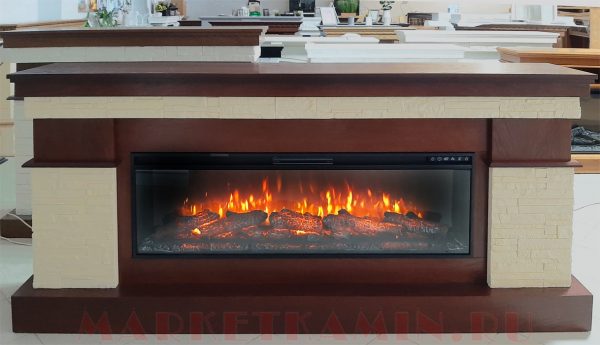 Бостон Биг (махагон, песочный сланец) широкий LED-очаг 50 дюймов. Цвет и отделка на выбор. Габариты (ШxВxГ): 2100х970х390 мм