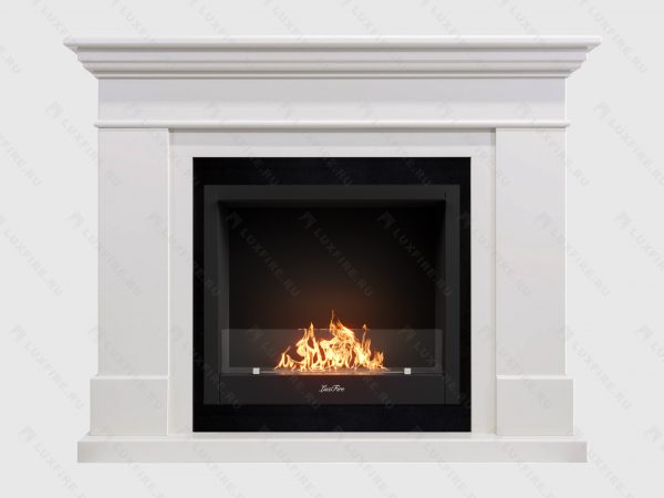 Каминокомплект California - Белый с с биокамином Lux Fire "Фаер Бокс 1-26". Размеры (ВхШхГ; мм)1005 × 1280 × 380 мм
