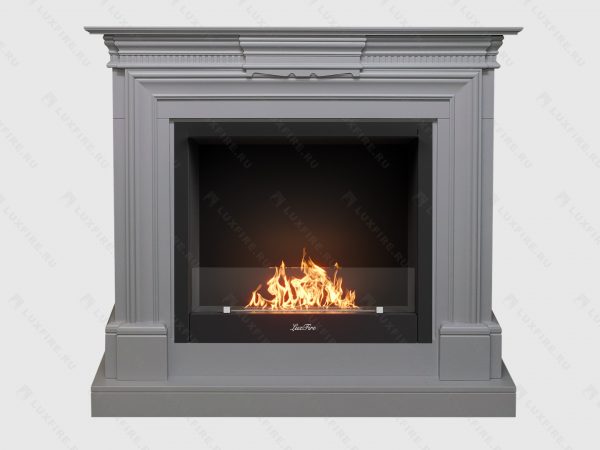 Каминокомплект Chelsea - Grey с биокамином Lux Fire "Фаер Бокс 1-26". Размеры (ВхШхГ; мм)1045 × 1150 × 380 мм