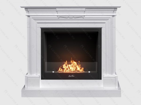 Каминокомплект Chelsea - Белый с биокамином Lux Fire "Фаер Бокс 1-26". Размеры (ВхШхГ; мм)1045 × 1150 × 380 мм