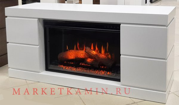 Логос Камин-бар (белый) с дверками. Очаги на выбор (LED/3D) Цвет и размеры на выбор. Габариты (ШxВxГ): 1300x600x400 мм