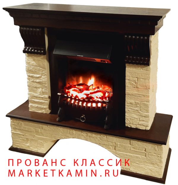 Прованс Классик (тёмный дуб/песочный сланец) с новыми очагами на выбор. Цвет и отделка на выбор. Габариты (ШxВxГ): 1150х1050х360 мм