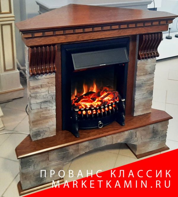 Прованс Классик Угловой (орех/цветной сланец) с новыми очагами на выбор. Цвет и отделка на выбор. Габариты (ШxВxГ): 1150х1050х750 мм