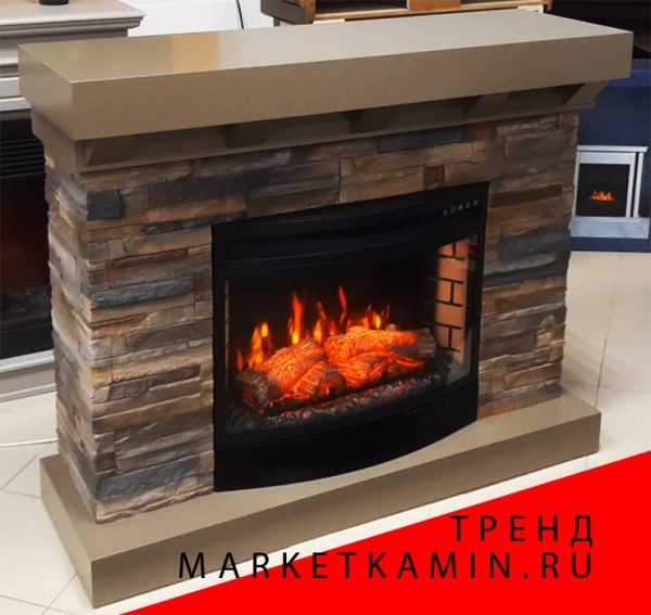 TREND 120 (Тренд коричнево-графитовый сланец) очаги на выбор (электро/3D) цвет на выбор. Габариты (ШxВxГ): 1200х900х390 мм