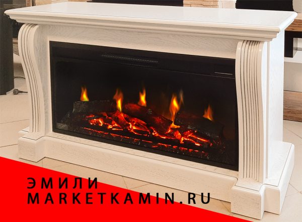 Эмили (светло-бежывый с серебряной патиной) очаги на выбор (LED/3D живое пламя) Цвет на выбор. Габариты (ШxВxГ)1250x700x400 мм