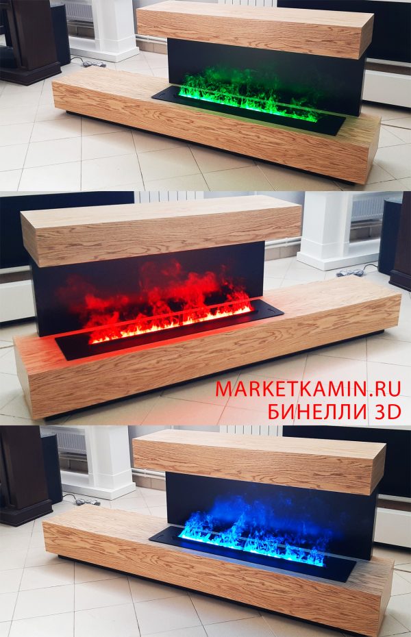 BINELLI (бинелли классический дуб/чёрная эмаль) Линейный асимметричный камин с боковой полкой. Варианты комплектаций смотрите в описании. Габариты (ШxВxГ): 2000х800х400 мм