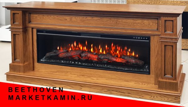 РАСПРОДАЖА ДАННОГО ВАРИАНТА! Бетховен (медовый дуб) Очаги 50" на выбор (дрова/кристаллы/3D эффект живого пламени) Габариты (ШxВxГ)1900x900x400 мм