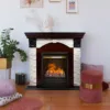 Электрокамин Dublin Lux AO (античный дуб/светло-бежевый сланец) с очагом 3D Olympic с эффектом живого пламени и увлажнением воздуха. Размер (В x Ш x Г), мм 970 x 1040 x 370