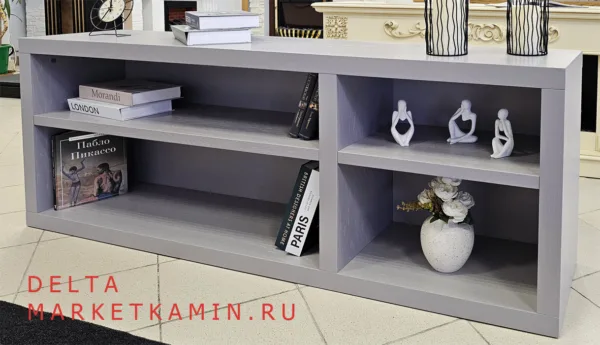 РАСПРОДАЖА ДАННОЙ МОДЕЛИ! ТВ-тумба Дельта (серо-бежевая эмаль) без очага. Габариты (ШxВxГ): 1650х650х350 мм
