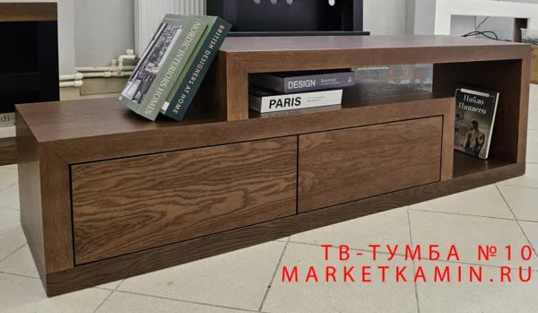 ТВ-тумба № 10 (Орех) С двумя выдвижными ящиками и открытой нишей. Цвет и размеры на выбор. Габариты (ШxВxГ)1600x500x400 мм