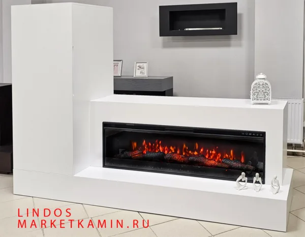 Каминный гарнитур/ТВ-тумба LINDOS со шкафом (линдос) Очаги на выбор (за стеклом дрова или кристаллы/открытые 3D с эффектом живого пламени и увлажнением) Габариты (ШxВxГ)2100x1700x570 мм