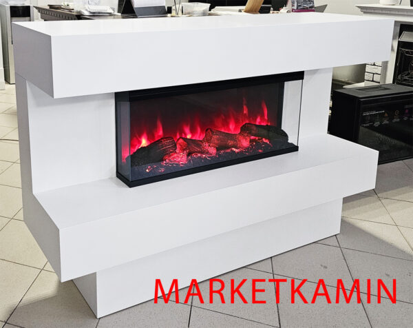 MODERN160 (Модерн белая эмаль) Очаги на выбор: LED с панорамными стеклами/открытый 3D (варианты в описании) Габариты (ШxВxГ): 1600х1100х400 мм