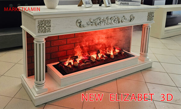 ELIZABETH (Элизабет) 160 панорамный обзор (белёный дуб с фисташковой патиной) Очаг с 3D эффектом живого пламени и увлажнением воздуха (варианты комплектаций смотрите в описании) Габариты (ШxВxГ)1600x800x400 мм