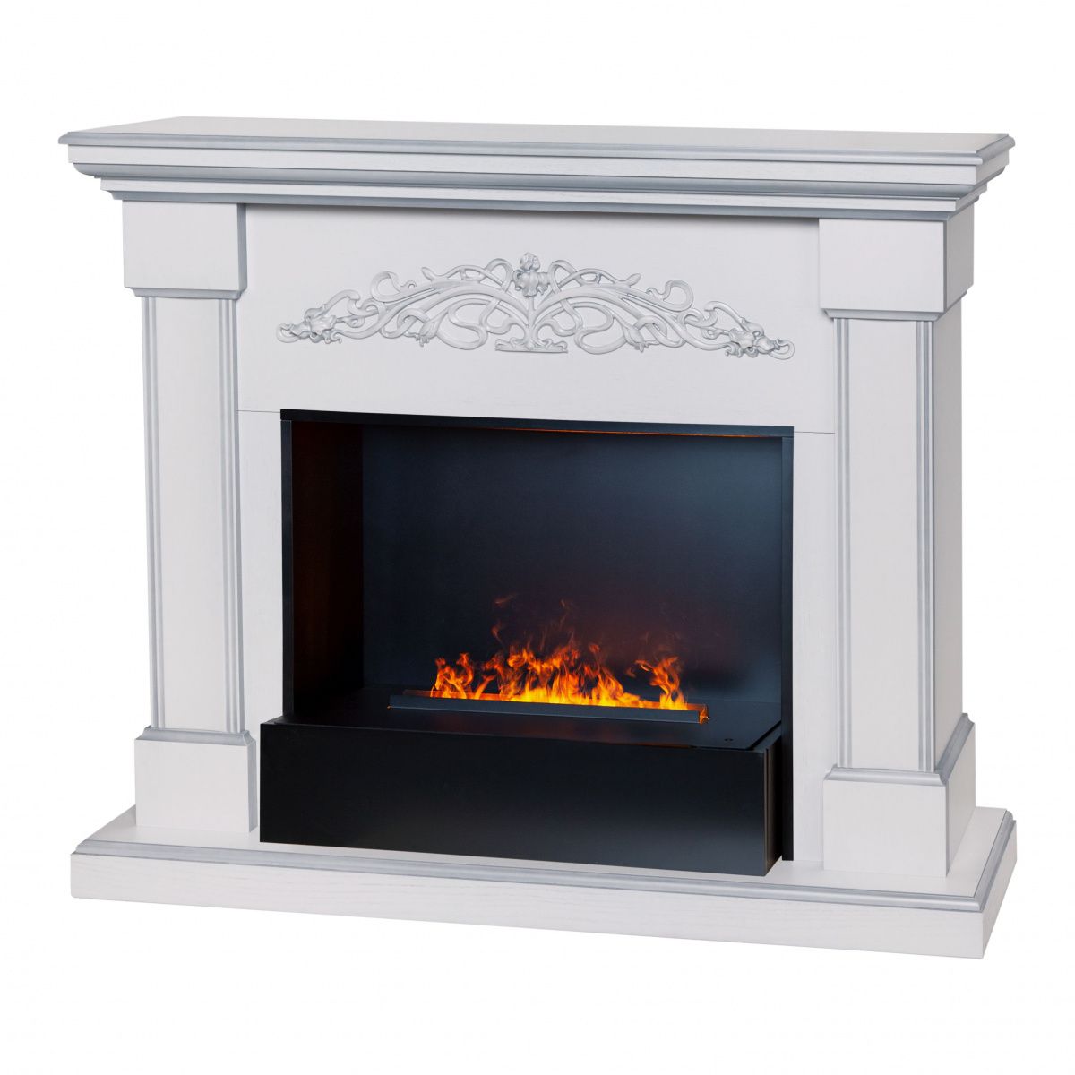 Электрокамин RealFlame Ofelia 26 WT с очагом 3D CASSETTE 630 BLACK PANEL. Габариты (ШxВxГ) 125x108.2x37 см