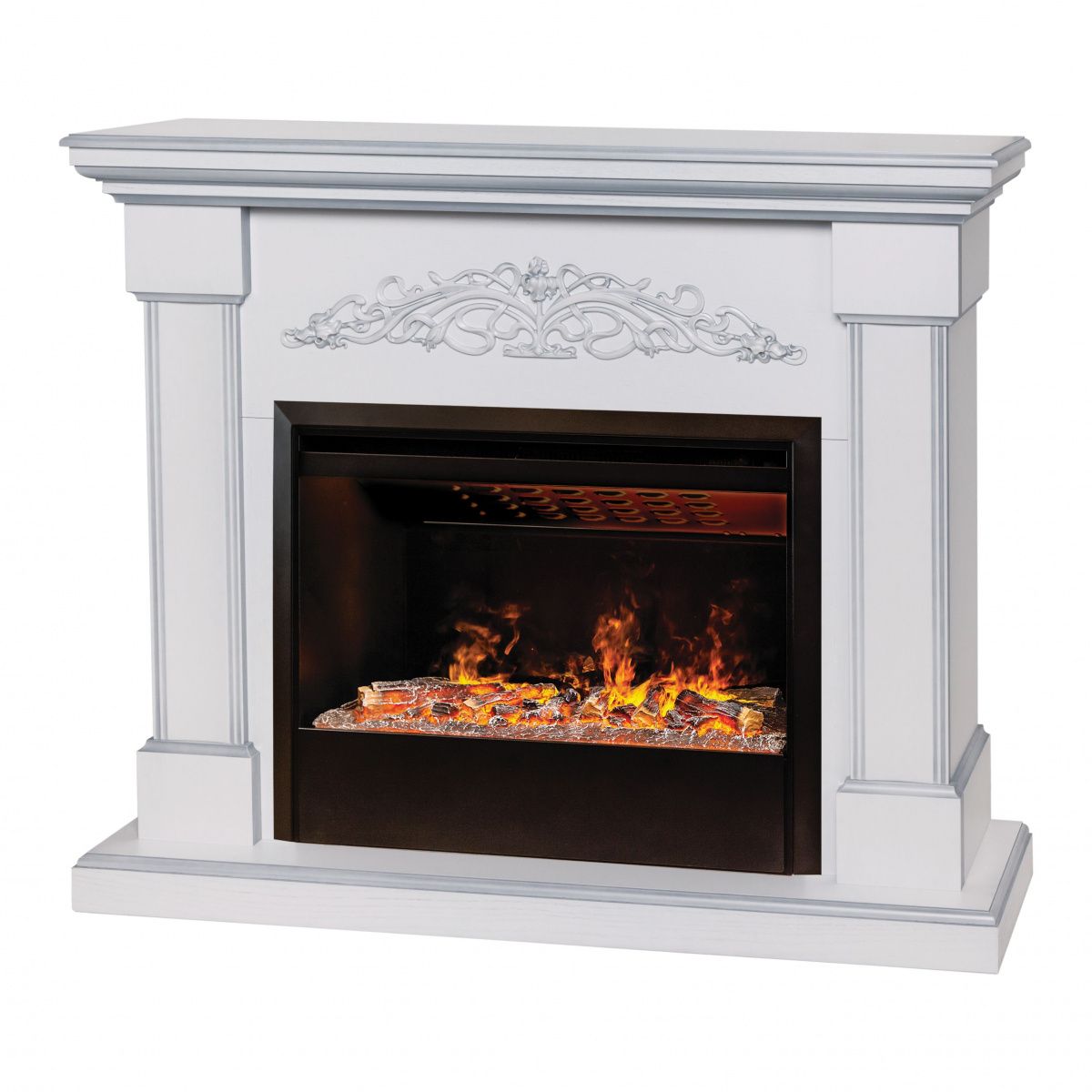 Электрокамин RealFlame Ofelia 26 WT с очагом Helios 26 SBG. Габариты (ШxВxГ) 125x108.2x37 см