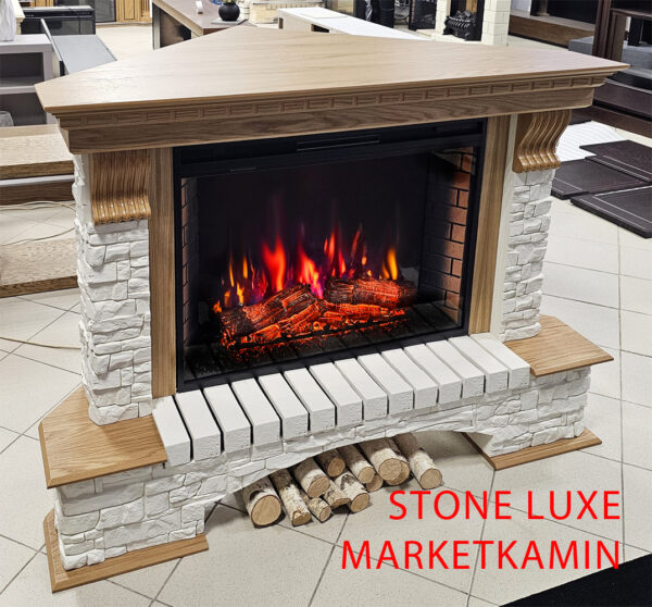 STONE LUXE 150 (стоун классич. дуб с патиной/св-бежевый сланец) Большие очаги на выбор (LED/3D) Габариты (ШxВxГ): 1500х1100х900