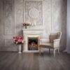 Электрокамин Junona WT с очагом Majestic Lux Brass. Габариты (ШxВxГ) 93x95x32 см