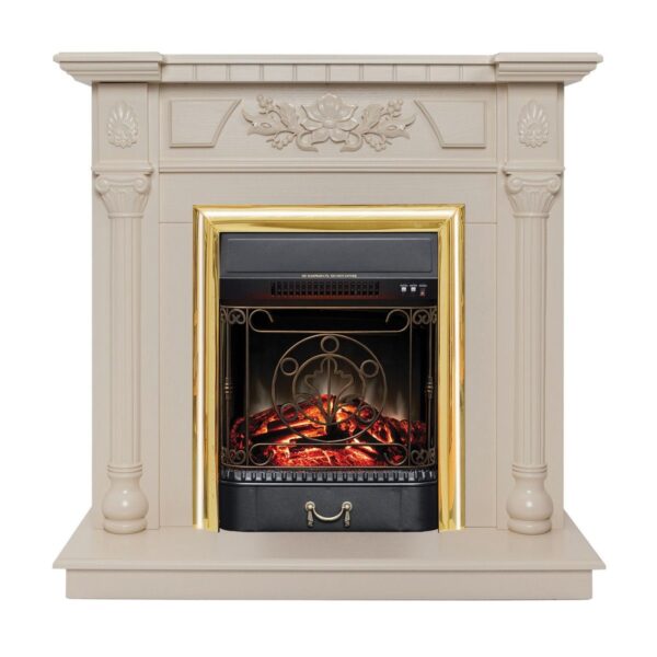 Электрокамин Dacota WT с очагом Majestic Lux Brass. Габариты (ШxВxГ) 98x98x40 см