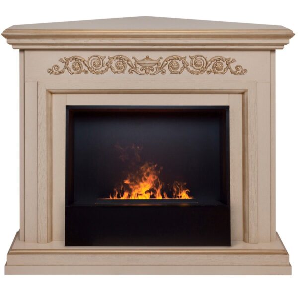 Электрокамин Leticia Corner 26 WT-619G с очагом 3D Cassette 630 Black Panel. Габариты (ШxВxГ) 123x104x86 см