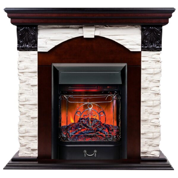 Электрокамин Dublin Lux AO с очагом Majestic Lux Black RC. Габариты (ШxВxГ) 104x97x37 см