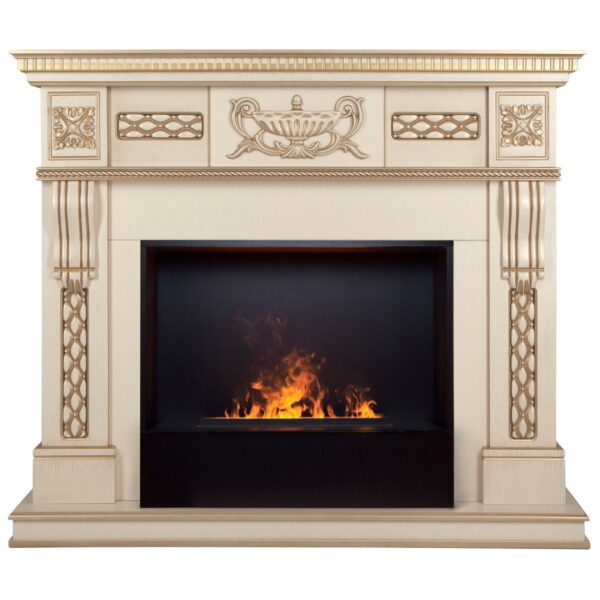 Электрокамин Corsica Lux 25,5/26 WT с очагом 3D Cassette 630 Black Panel. Габариты (ШxВxГ) 128x115x37 см