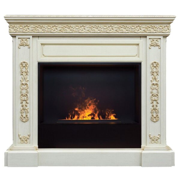 Электрокамин Ekaterina 26 WT с очагом 3D Cassette 630 Black Panel. Габариты (ШxВxГ) 123.5x113.5x35.5 см
