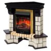 Электрокамин Stone Corner STD AO с очагом Majestic Lux Brass. Габариты (ШxВxГ) 128x112x80 см
